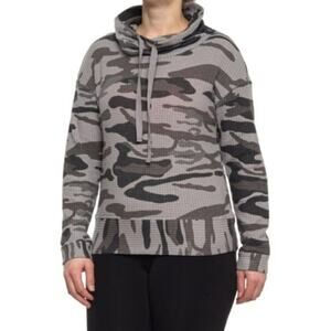 North River Waffle Knit Printed Cowl Neck Shirt - Long Sleeve-Cloudburst-S-NWT